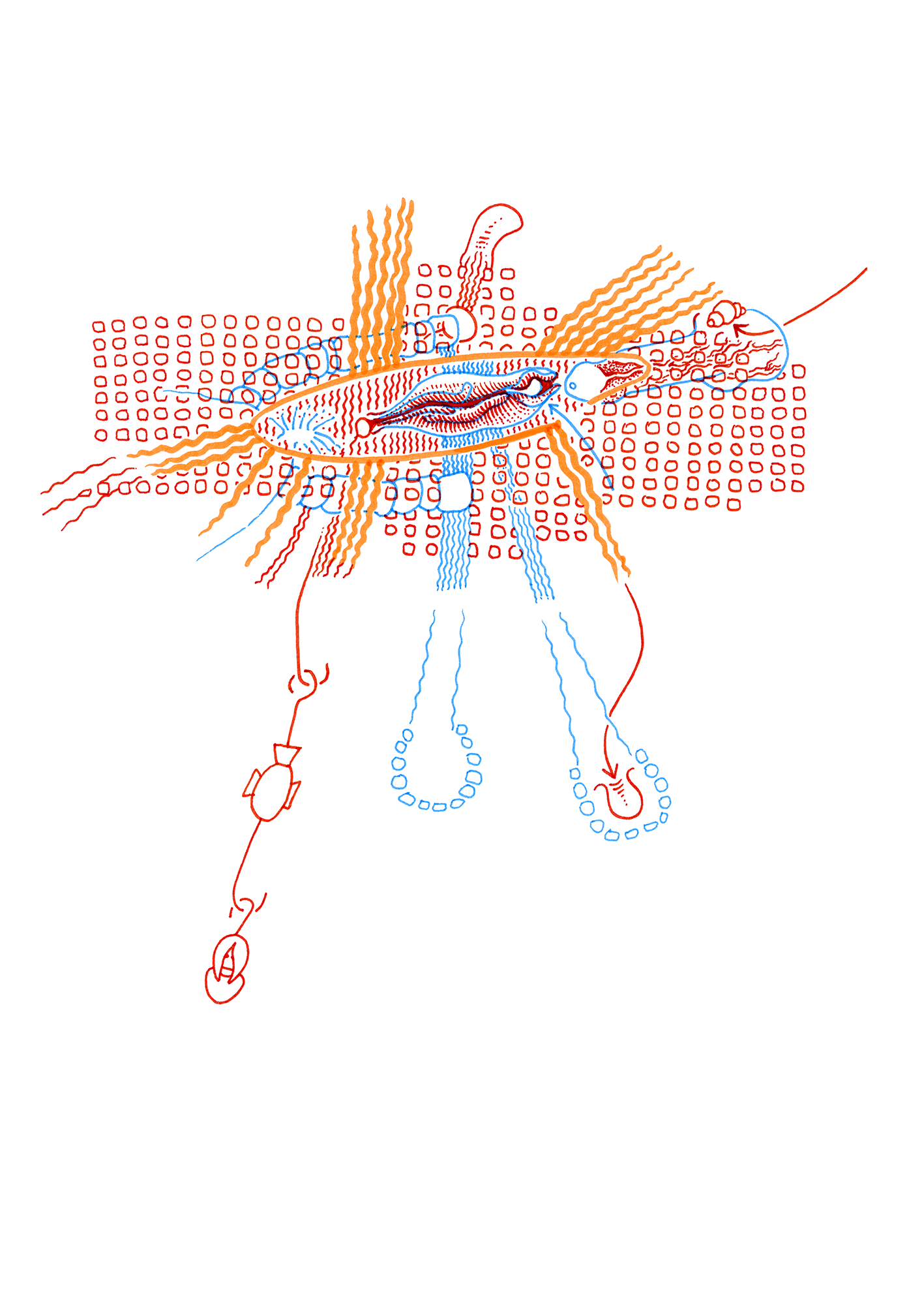 Hannes Kater: Tageszeichnung aus dem Jahr 2000, Filzstift auf A4 Papier