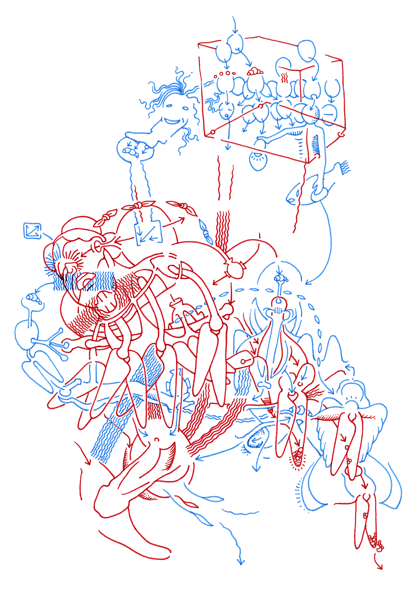 Hannes Kater: Tageszeichnung aus dem Jahr 2000, Filzstift auf A4 Papier