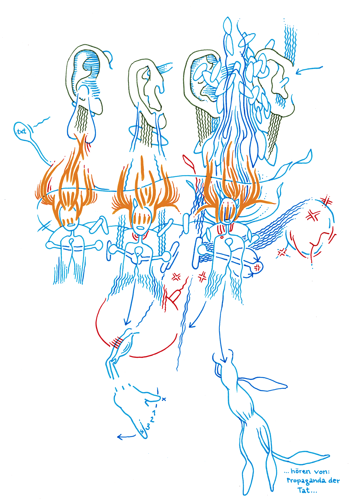 Hannes Kater: Tageszeichnung aus dem Jahr 2000, Filzstift auf A4 Papier