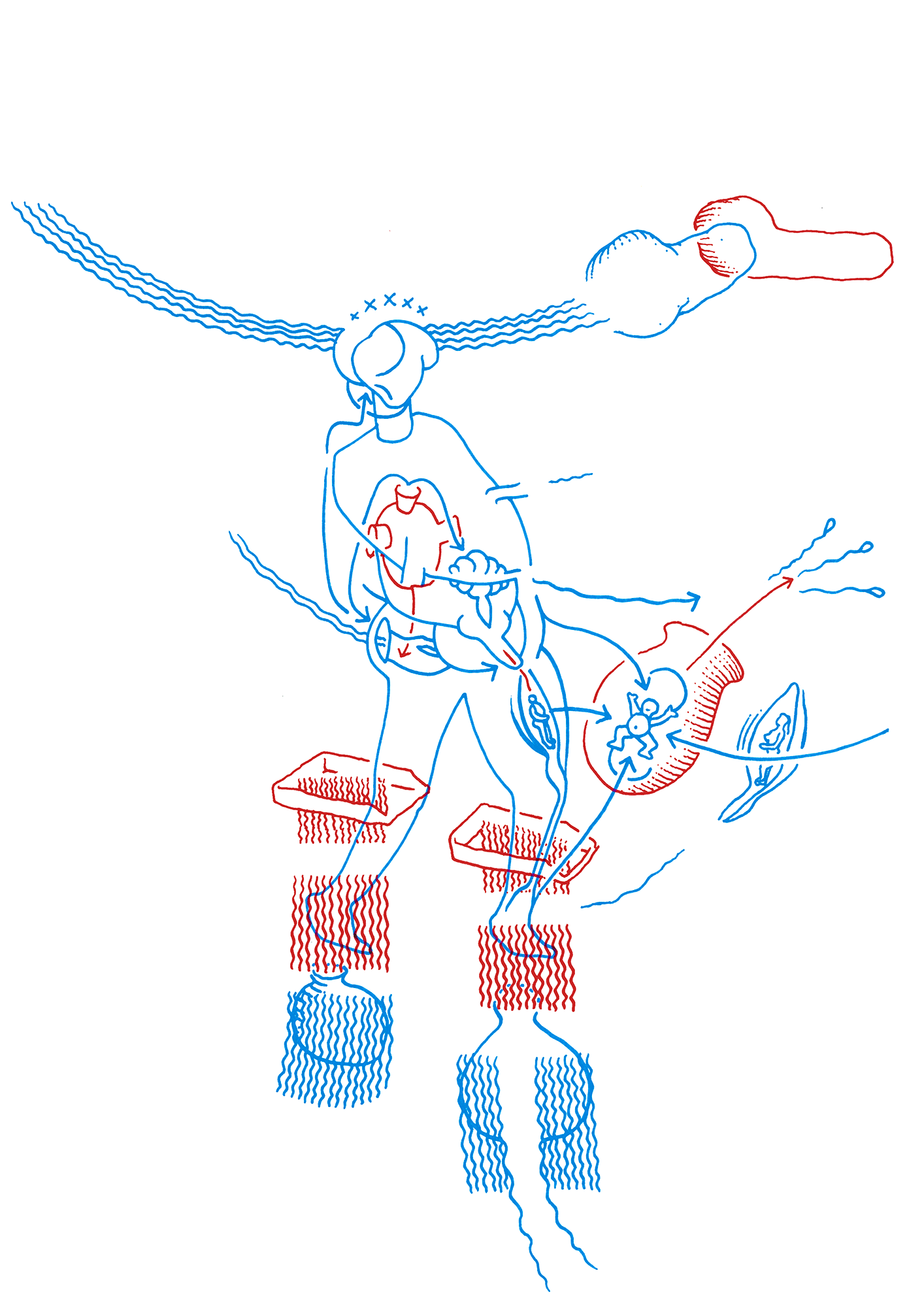 Hannes Kater: Tageszeichnung aus dem Jahr 2000, Filzstift auf A4 Papier