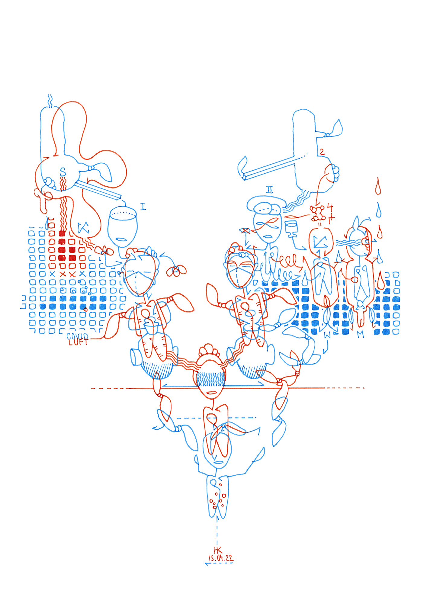 Hannes Kater: Tageszeichnung (Zeichnung/drawing) vom 15.04.2022 (1414 x 2000 Pixel)