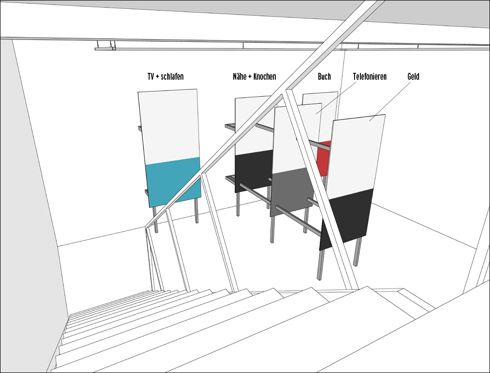 Hannes Kater: Was da ist 7 Fluchtlinien. Planung für die Ausstellung in dem Galeriehaus Nor, Nürnberg 2013