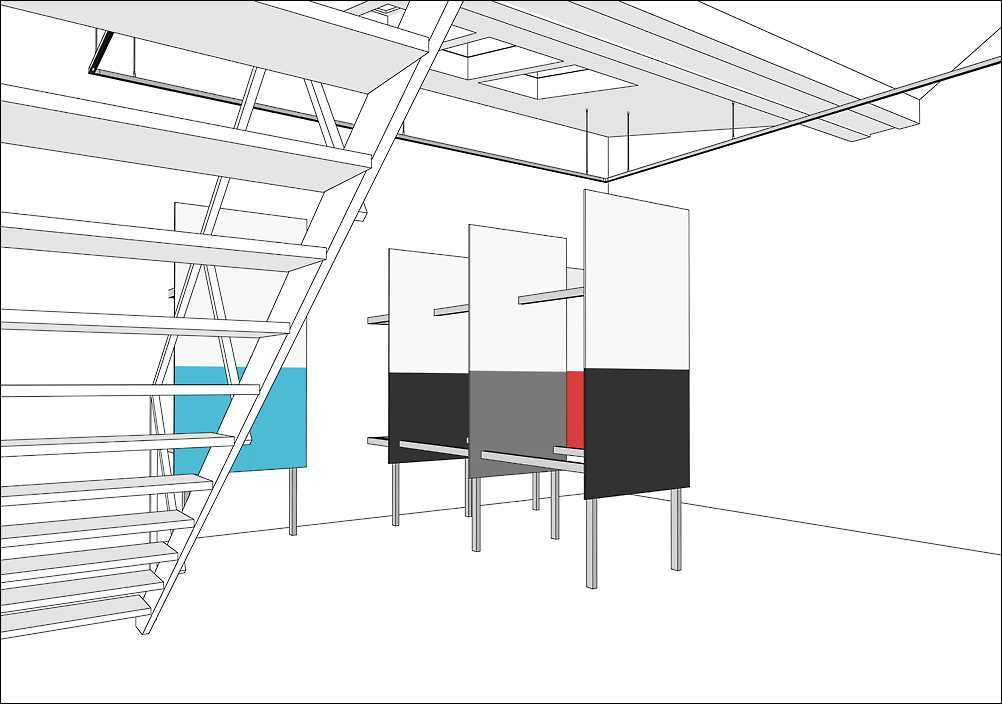 Hannes Kater: Was da ist 7 Fluchtlinien. Planung für die Ausstellung in dem Galeriehaus Nor, Nürnberg 2013