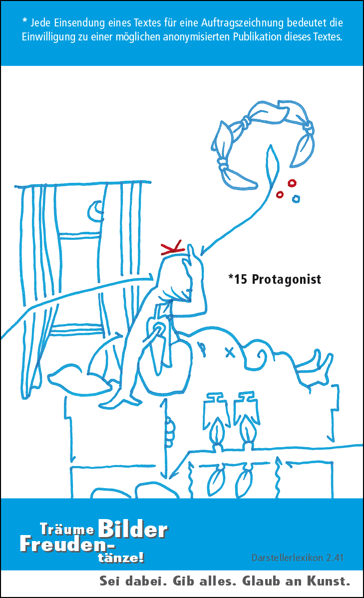 Hannes Kater: Auftragskärtchen *15 Protagonist, Rückseite, Version von 2010
