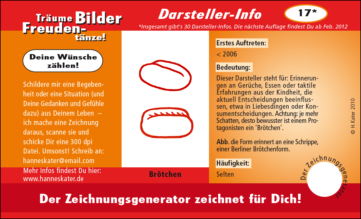 Hannes Kater: Auftragskärtchen *17 Brötchen, Vorderseite, Version von 2010