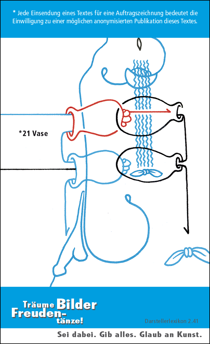 Hannes Kater: Auftragskärtchen *21 Vase, Rückseite, Version von 2010