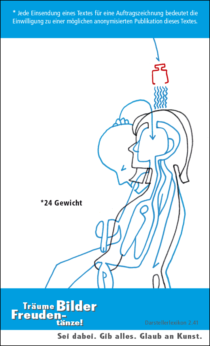 Hannes Kater: Auftragskärtchen *24 Gewicht, Rückseite, Version von 2010