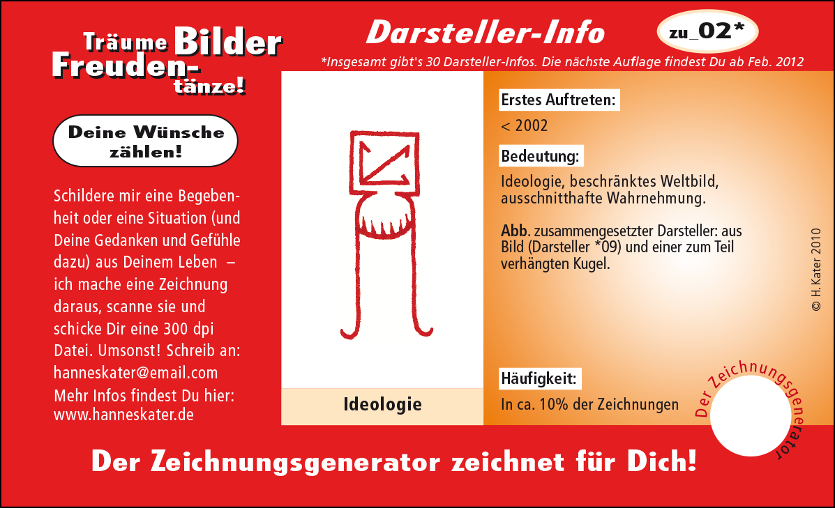 Hannes Kater: Auftragskärtchen *zu_02 Ideologie, Vorderseite, Version von 2010