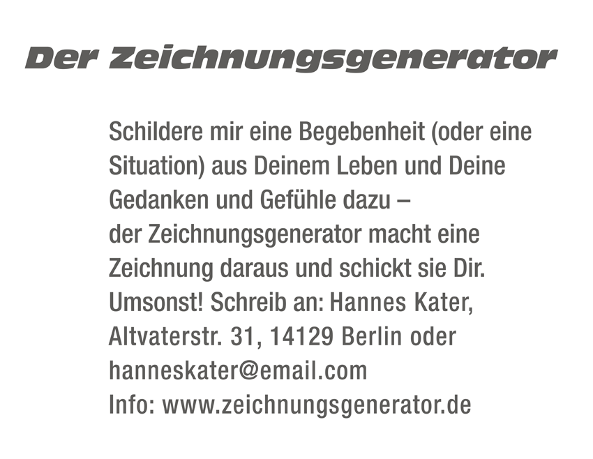Hannes Kater "Der Zeichnungsgenerator" im Kunstverein Hannover 2001: der Text für die Werbetafel in Raum 7