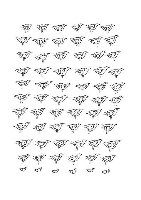 Hannes Kater - Studienblatt_3 zum zusammengesetzten Darsteller Nr. zu_04 'Vogelhirn'