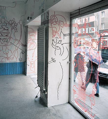 Hannes Kater: Einen sinnvollen Satz machen III - Installationsansicht, 1998 - 440x374 pixel